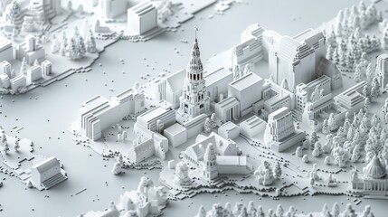 View German states Maps 3D  into captivating voxel art, adding a whimsical and dimensional touch to each states representation, diverse geography, Ensure each state stands white states Map ,isometric 