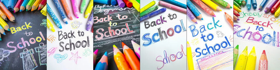Back to school, online school banner, set poster.