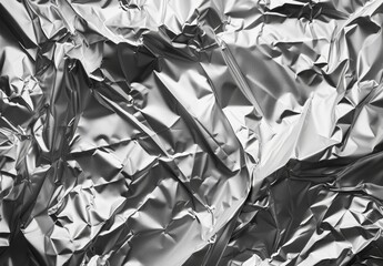 Silver trend: crumpled aluminum foil pattern background.