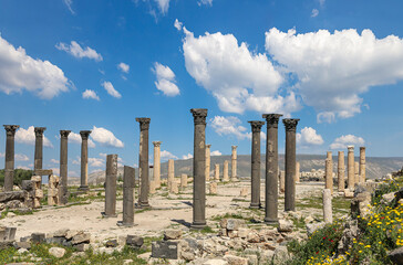 Roman ruins at Umm Qais (Umm Qays)--is a town in northern Jordan near the site of the ancient town...