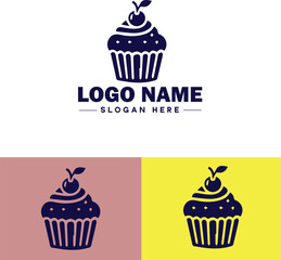 cupcake icon flat Muffin Fairy cake Petit four icon logo sign symbol editable vector