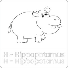 Hippopotamus Coloring Page – Cute Hippo Line Art for Kids to Color