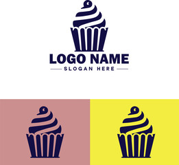 cupcake icon flat Muffin Fairy cake Petit four icon logo sign symbol editable vector