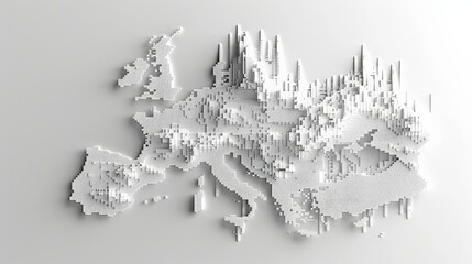 View France states Maps 3D  into captivating voxel art, adding a whimsical and dimensional touch to each states representation, diverse geography, Ensure each state stands white states Map ,isometric 