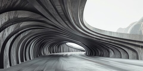 Futuristic Concrete Curves Forming a Hypnotic Tunnel-Like Structure