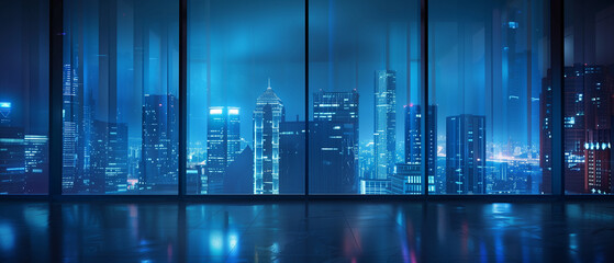 Modern Cityscape Abstract Background in Blue Tones