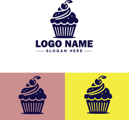 cupcake icon flat Muffin Fairy cake Petit four icon logo sign symbol editable vector