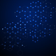 Obraz premium scientific abstract hexagon background with shiny dots
