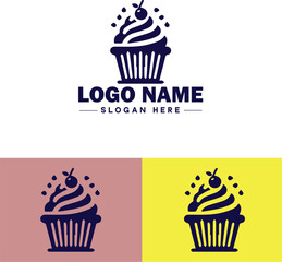 cupcake icon flat Muffin Fairy cake Petit four icon logo sign symbol editable vector
