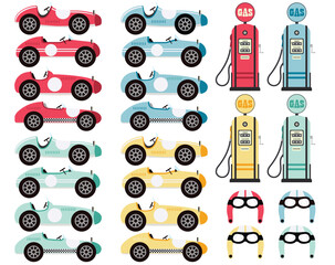 Race Cars, Vintage, retro, Art & Illustration