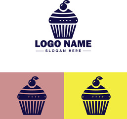 cupcake icon flat Muffin Fairy cake Petit four icon logo sign symbol editable vector