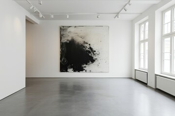 Modern Art Gallery: Bold Abstract Painting in a Minimalist Space