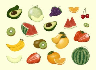 Set of Fruit Illustration Hand Drawn