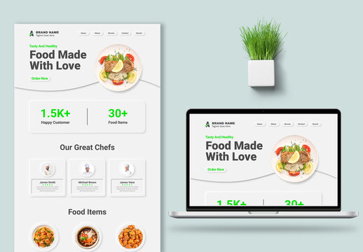 Neomorphic Restaurant Landing Page