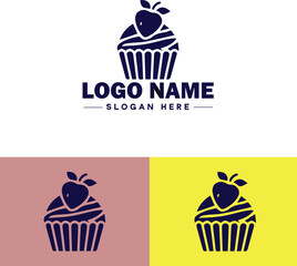 cupcake icon flat Muffin Fairy cake Petit four icon logo sign symbol editable vector