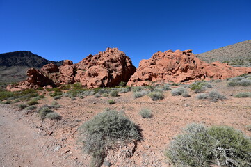 Valley of Fire in Nevada on a scorching hot day during April 2024. 