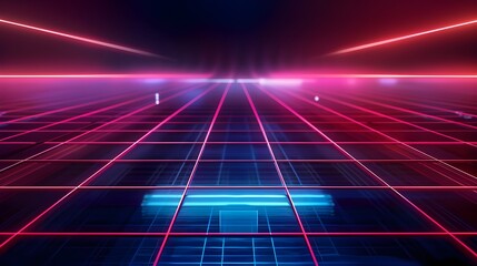 a simple synth wave wallpaper with a neon grid 