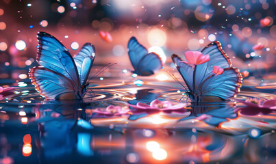 background with butterflies and flowers