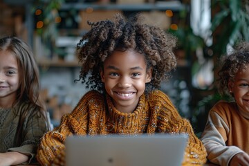 Happy African student focused on studies in classroom environment