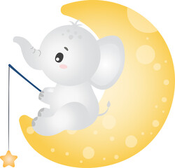 baby shower, boy, new baby, nursery, elephant, moon and stars