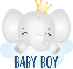 baby shower, boy, new baby, nursery, elephant, moon and stars