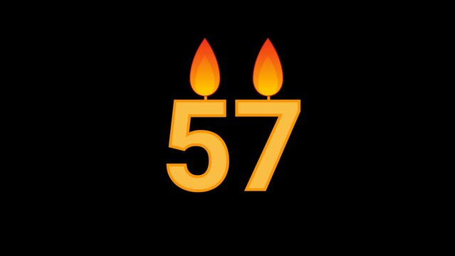 57 Number Cake with Flame Animation