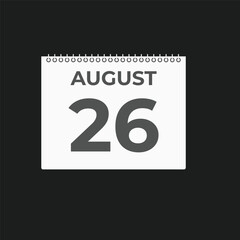 August 26 calendar reminder. 26 August daily calendar icon template. Calendar 26 August icon Design template. Vector illustration
