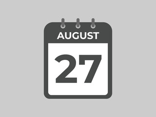 August 27 calendar reminder. 27 August daily calendar icon template. Calendar 27 August icon Design template. Vector illustration
