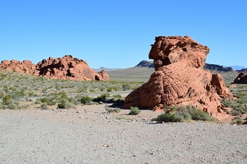 Valley of Fire in Nevada on a scorching hot day during April 2024. 