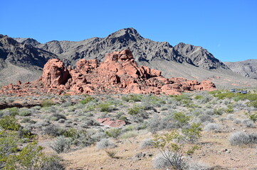 Valley of Fire in Nevada on a scorching hot day during April 2024. 