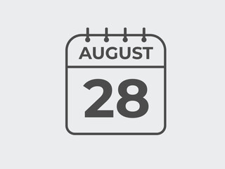 August 28 calendar reminder. 28 August daily calendar icon template. Calendar 28 August icon Design template. Vector illustration
