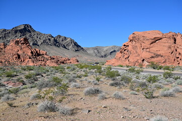 Valley of Fire in Nevada on a scorching hot day during April 2024. 