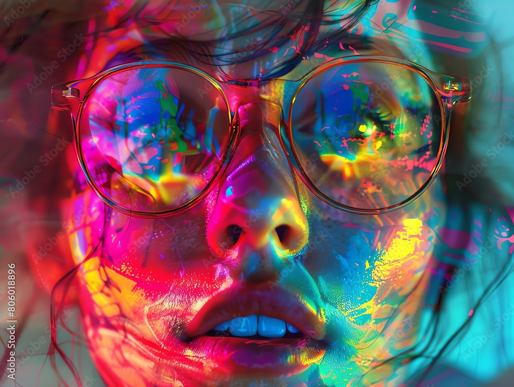 Poster create a series of eye-catching digital portraits blending pop art aesthetics with psychological sym