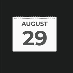 August 29 calendar reminder. 29 August daily calendar icon template. Calendar 29 August icon Design template. Vector illustration
