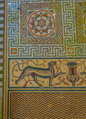 Details of Roman Mosaic at Littlecote, Near Hungerford, Engalnd, UK.