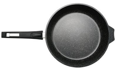 Frying pan isolated on a transparent background. Top view.