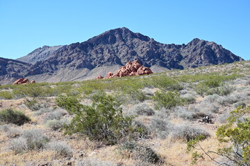 Valley of Fire in Nevada on a scorching hot day during April 2024. 