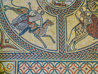 Details of Roman Mosaic at Littlecote, Near Hungerford, Engalnd, UK.