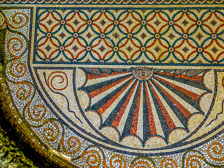 Details of Roman Mosaic at Littlecote, Near Hungerford, Engalnd, UK.