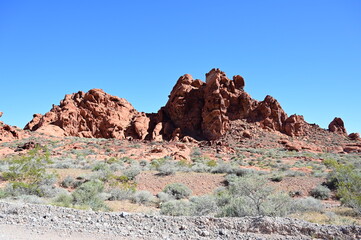 Valley of Fire in Nevada on a scorching hot day during April 2024. 