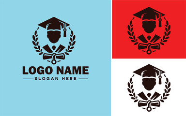 Graduation diploma icon Degree certificate Graduation certificate Diploma flat logo sign symbol editable vector