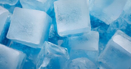 Ice cubes background made with combination of blue and white colors.