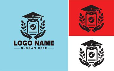 Graduation diploma icon Degree certificate Graduation certificate Diploma flat logo sign symbol editable vector