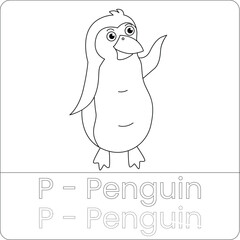 Fototapeta premium Penguin Coloring Page – Cute Arctic Bird Line Art for Kids