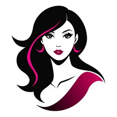 fashion logo with face woman on white background