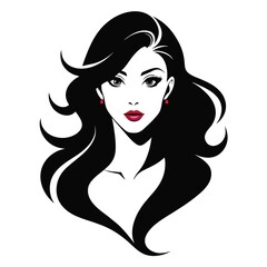 fashion logo with face woman on white background