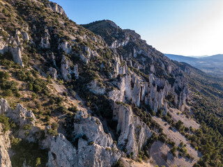 Fototapeta premium Frares of Quatretondeta, Serrella mountain on evening light, Costa Blanca, Quatretondeta, Alicante, Spain - stock photo