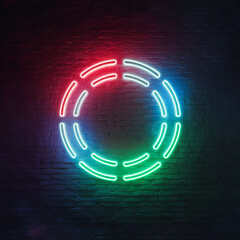 Fototapeta premium a beautiful background image of red, blue & green neon glowing light circle 