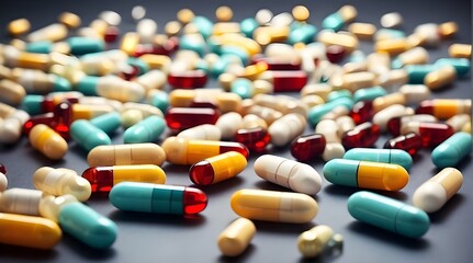 Group of Antibiotic Pills and Capsules Healthcare and Medic Essentials, Antibiotic Capsules A Group of Pills for Medic and Healthcare Applications, Healthcare Supplies Group of Antibiotic Pills 