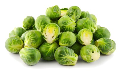 Fresh brussels sprouts isolated on white background. Fresh Vegetable - Brussels Sprouts. 
Healthy Brussels Sprouts Image